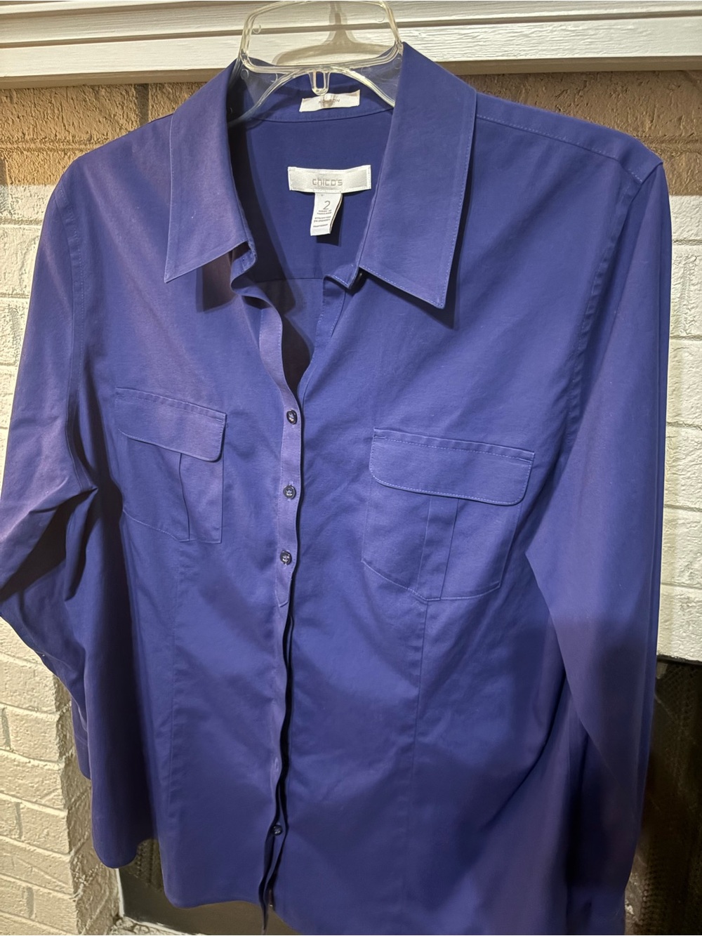 Chico's Blue Button-Down Shirt size 2
